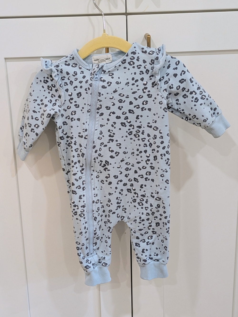 Miles The Label Baby Blue Leopard Print One-Piece Romper